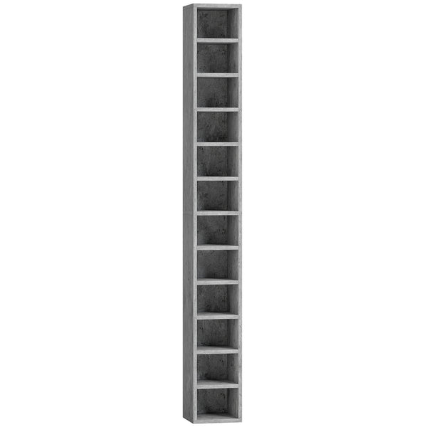 Mobile Libreria Porta CD 21x20x175 cm a 12 Ripiani per 204 CD in MDF e Truciolato Grigio prezzo