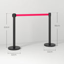 2 Colonnine Tendinastro di 2 m in Acciaio Inox Nero  Ø32x90 cm Nastro Rosso