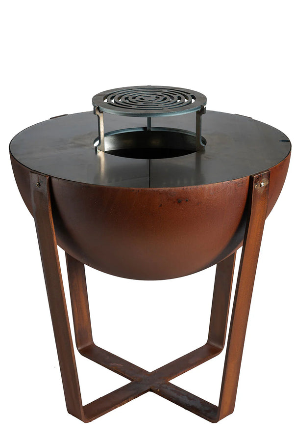 online Barbecue a Legna Ø80x80 cm Iris in Acciaio Effetto Ruggine