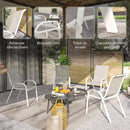 Set 4 Sedie da Giardino 54x71x93 cm Impilabili con Braccioli Curvi in Acciaio e Tessuto Traspirante Grigio Bianco      