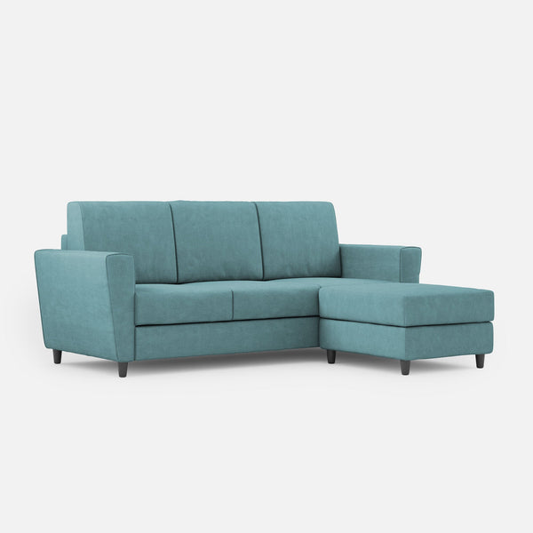 Divano 3 Posti con Pouf 212x155x85 cm Yasel in Tessuto Petrolio online