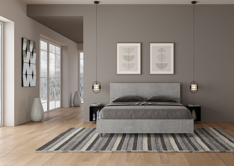 Letto Matrimoniale con Alzata Comoda Testata Dritta Demas Cemento Varie Misure