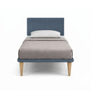 Letto 1 Piazza e Mezza con Rete Rivestita Microfibra Blu Tessis Testata Vertical Varie Misure