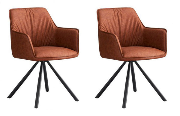 online Set 2 Sedie Girevoli con Braccioli 59.5x61x84 cm in Poliestere Breval Marrone Chiaro