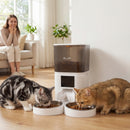 Distributore Automatico Cibo Gatti 6L WiFi 2.4G App con Timer 1-10 Pasti al Giorno 2 Ciotole in Acciaio Inox Bianco      