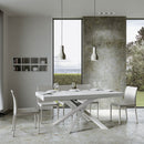 Tavolo Allungabile 160-420x90x77 cm Volantis Bianco Frassino Telaio Bianco 