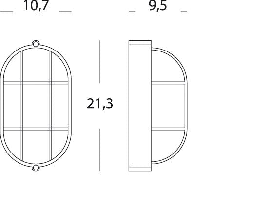 Lampada Plafoniera Ovala Piccola con Gabbia Colore Bianco per Esterno Linea Industriale Sovil