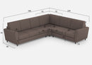 Divano Angolare 6 Posti 288x248x85 cm Yasel in Tessuto Talpa