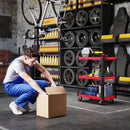 Carrello Porta Attrezzi a 3 Ripiani 70,5x35x82,5 cm in Metallo e PP Rosso e Nero      