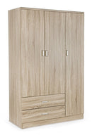Armadio 3 Ante 2 Cassetti Leonardo H190 in Legno Naturale