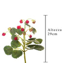 Set 4 Rami Artificiali con Fragoline di Bosco a 3 Diramazioni H 29 cm