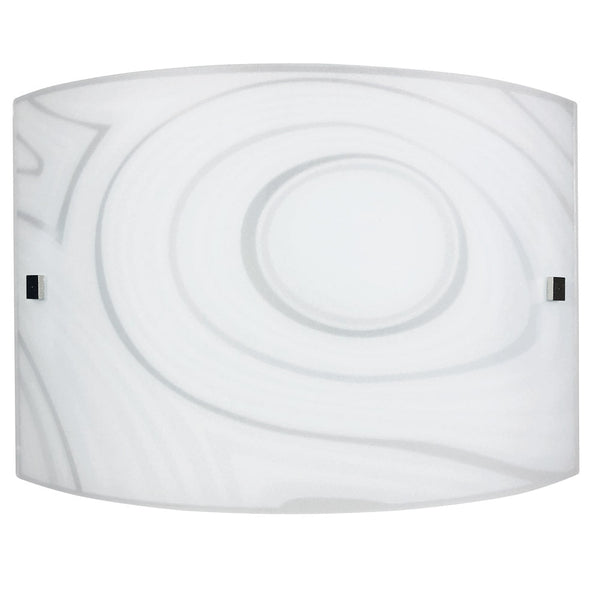 sconto Applique 1xE27 Finali Cromo Vetro Lastra Bianco Decorato Fantasi E-Energy Martina