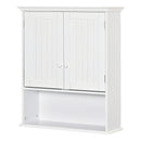 Pensile Mobile Bagno Sospeso con Armadietto a 2 Ante e Ripiano Aperto 60x20x70,5 cm in MDF Bianco 