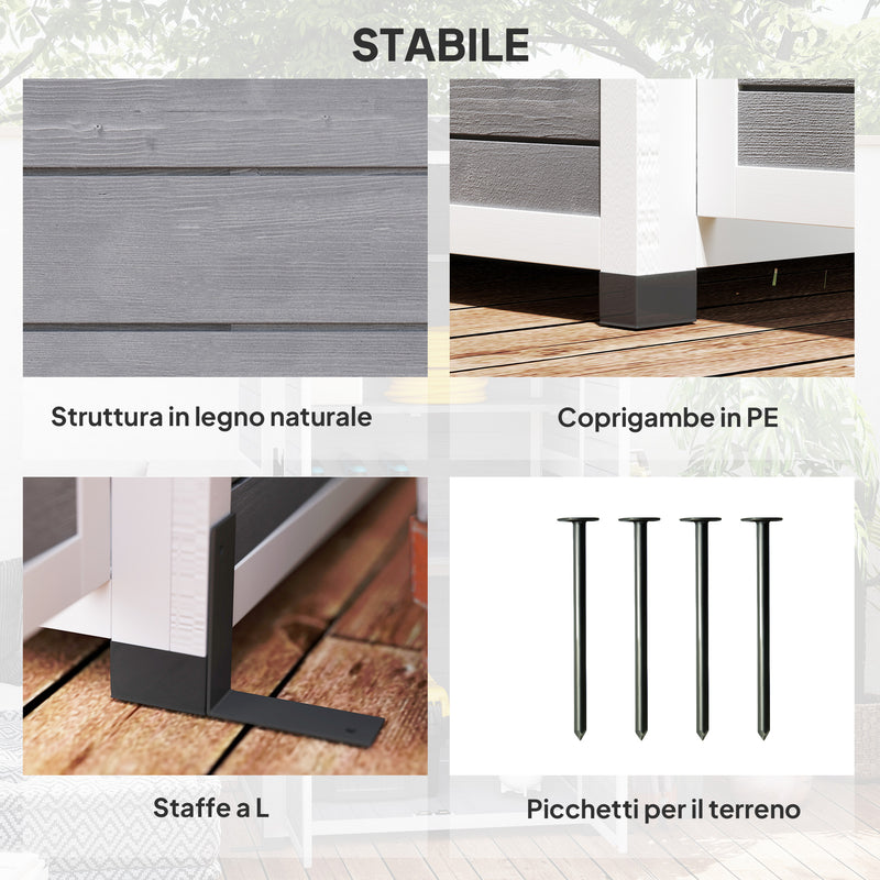 Armadio Porta Attrezzi da Esterno 91x69x185-192H cm Tetto inclinato in Plastica in Legno Grigio  
