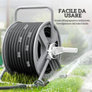 Avvolgitubo Manuale da Muro e Autoportante 40 mt in Metallo e polipropilene Grigio 