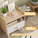 Comodino per Bambini con Cassetto e Vano a Giorno 40x32.5x40 cm in Legno Bianco 