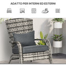 Sedia da Giardino 64x80x90 cm in Rattan e Acciaio Grigio