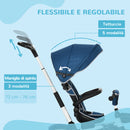 Triciclo a Spinta Seggiolino Reversibile per Bambini 110x58x100 cm Blu e Bianco