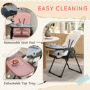 Seggiolone Pappa Pieghevole per Bambini 70x53x107 cm Altezza Regolabile e Schienale Inclinabile Nero e Bianco