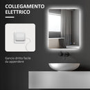 Specchio Bagno con Luci LED  3 Tonalità 70x50 cm Interruttori Touch e Funzione Antiappannamento   