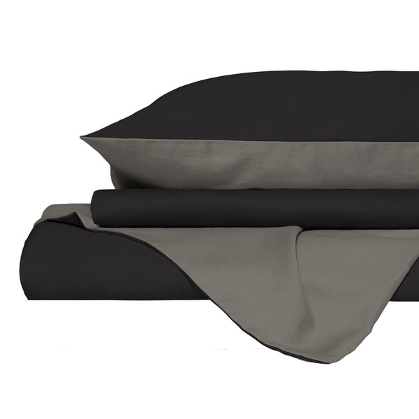 Copripiumino con Sacco e Federe in Tinta Unita Double Face Linea Zoe Cioccolato e Sabbia online