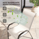 Set 2 Sedie da Giardino 54x71x93 cm Impilabili con Braccioli Curvi in Acciaio e Tessuto Traspirante Grigio Chiaro      