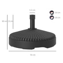 Base per Ombrellone Ø55x30 cm Riempibile con Acqua o Sabbia in HDPE Nero   
