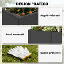 Letto Rialzato Per Orto 150x53x55 cm a Fondo Aperto con Divisore e Angoli Rinforzati in Acciaio Nero      