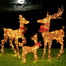 Set 3 Renne Natalizie Luminose 120-90-64 cm 600 LED da Esterno in Metallo e Corda Intrecciata Bianco Caldo      