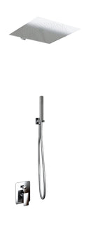 Kit Doccia Soffione Doccino e Miscelatore in Acciaio Inox 40x40 cm da Parete Square