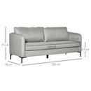Divano 3 Posti 193x78x71 cm in Tessuto Poliestere Grigio