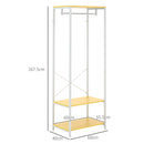Mobile Appendiabiti 2 in 1 con Ripiano a 2 Livelli 60x40x167,5 cm in Acciaio e Truciolato Bianco e legno naturale
