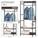 Appendiabiti Scarpiera per Ingresso 80x40x200 cm con Mensole in Metallo e Legno Marrone