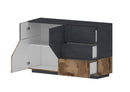 Credenza 2 Ante + 3 Cassetti 140x43x86 cm Alien Ardesia e Acero Pereira