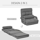 Poltrona Letto Singolo Trasformabile 62x78x70 cm in Tessuto Effetto Lino Grigio