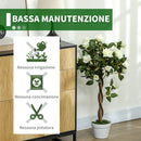 Pianta Finta di Rosa da 21 Fiori con Vaso Ø18x90 cm Riempito in Cemento e Muschio Bianco      