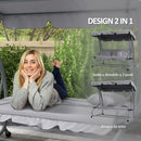Dondolo Letto da Giardino 200x120x164 cm in Acciaio e Poliestere Grigio