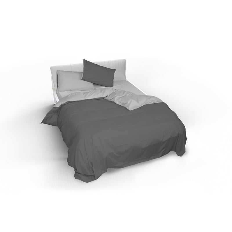 Copripiumino con Sacco e Federe Doubleface Grigio Chiaro\/Fumo