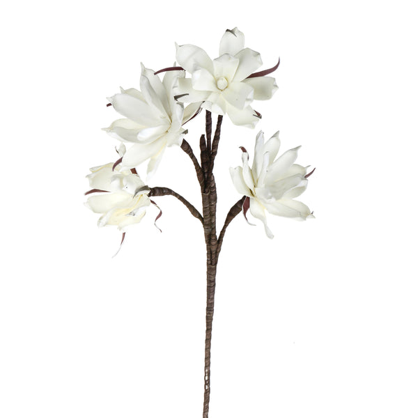 Set 2 Magnolie Composta da 4 Fiori Artificiali Altezza 95 cm Bianco acquista