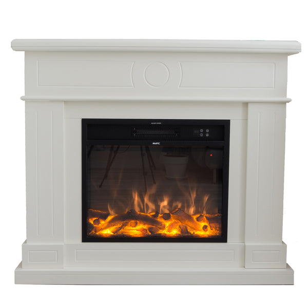 acquista Camino Elettrico da Pavimento 109x102x21,5 cm Effetto Fiamma 1500W Sined Lipari Bianco