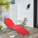 Lettino Prendisole Pieghevole 187x55x24 cm con Schienale Reclinabile su 5 Livelli in Tessuto Oxford Rosso      