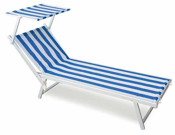 prezzo Lettino Prendisole da Giardino in Alluminio con Tettuccio Soriani Riccione Bianco/Blu