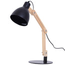 Lampada da Tavolo Scrivania Pieghevole in Legno e Metallo Nero 