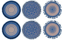 Set 6 Tovagliette Ø38 cm  in Juta VdE Tivoli 1996 Blue Blu e Beige