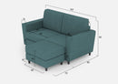 Divano 2 Posti con Pouf 152x155x85 cm Yasel in Tessuto Petrolio