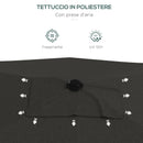 Ombrellone da Giardino Rettangolare 2x3 m Inclinabile con Apertura a Manovella Grigio
