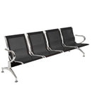 Panca per Sala d'Attesa 4 Posti in Acciaio Nero