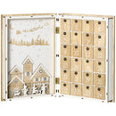 Calendario Avvento di Natale a forma di Libro 22x7x32 cm con Temi natalizi in Legno Bianco