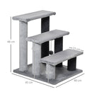 Scaletta per Gatti a 3 Gradini 45x40x48 cm in Flanella Grigio  