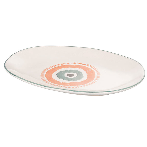 Piatto Piano Ovale 37,5x27x4 cm in Ceramica VdE Tivoli 1996 Occhio Marino sconto